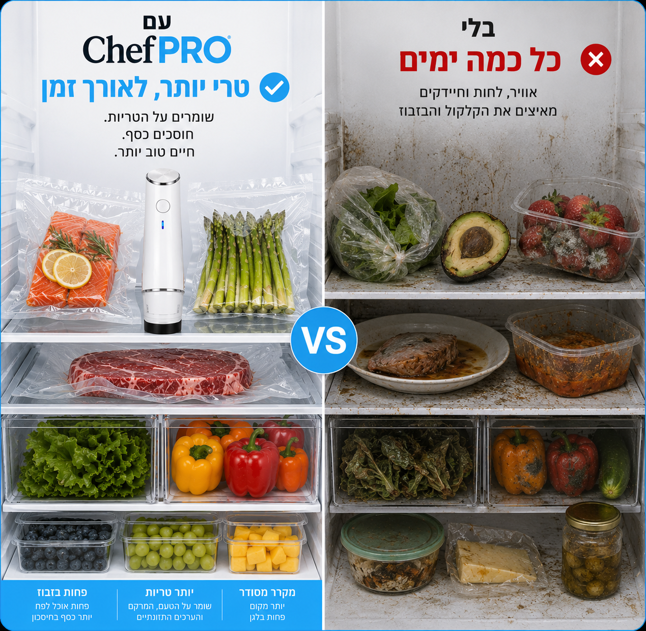 ChefPRO - מכשיר ואקום לשמירה על האוכל
